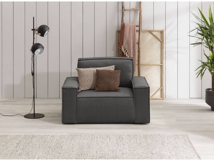 Sessel GOODPRODUCT SHERWOOD Samtvelours Love-Seat , grau (anthrazit), B:120cm H:85cm T:86cm, 100% Polyester, Sessel, Sessel, passend zur Polster-Serie SHERWOOD