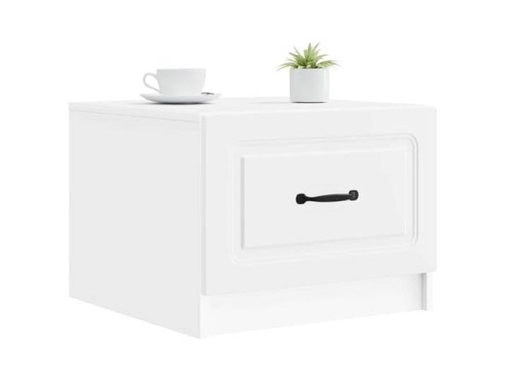 KTHLBRH Couchtisch weiß 49 x 50 x 37 cm aus technischem Holz Mit funktionaler Schublade, Vintage-Stil, vielseitig für Wohnzimmer, langlebig