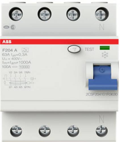 ABB 2CSF204101R3630 F204 A-63/0,3 FI-Schutzschalter A 4polig 63A 0.3A 400V
