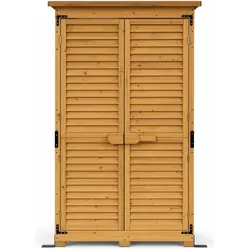 Wiltec, Gartenhaus + Gartenschrank, Gartenhaus Lamellentür 870x465x1600mm Gerätehaus Gartenschrank Holz