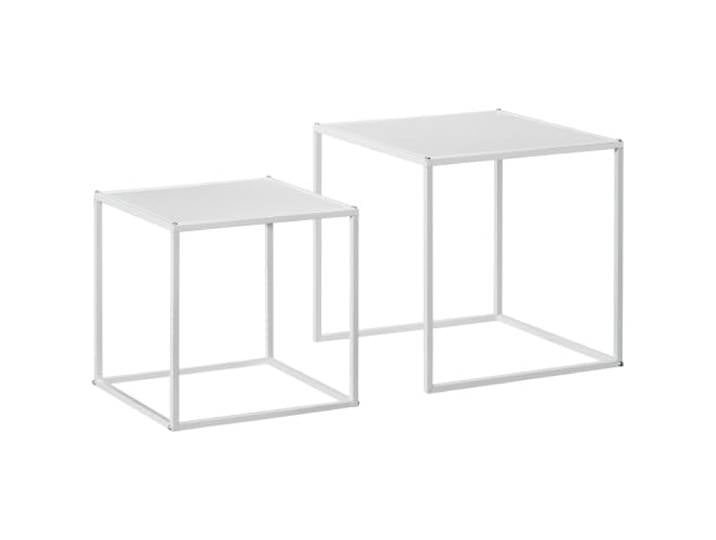 HOMCOM Couchtisch Quadratisch 2er Set 40x40x40cm & 35x35x35cm Weiß