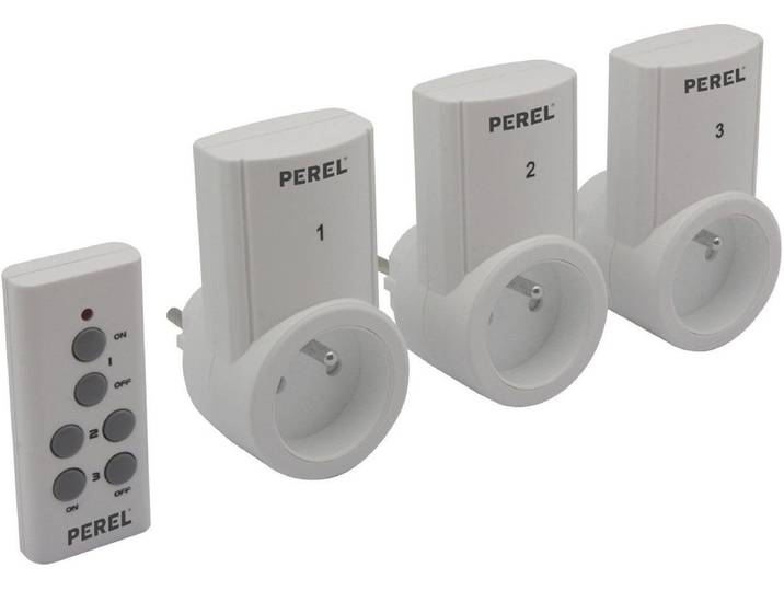 Perel Stopcontacten - Draadloos - Afstandsbediening - Wit (set van 3)