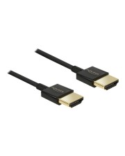 Delock Slim Premium HDMI mit Ethernetkabel M bis M 1.5 m Dreifachisolierung Schwarz 4K Unterstützung (84772)