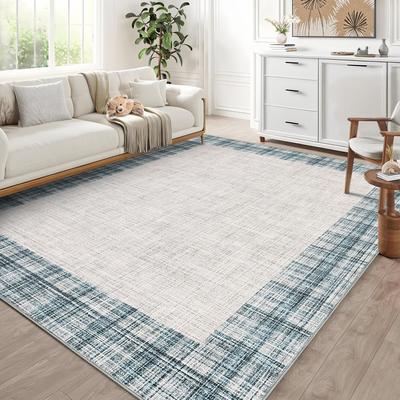 Garvee Linen Border Living Room Area Rug