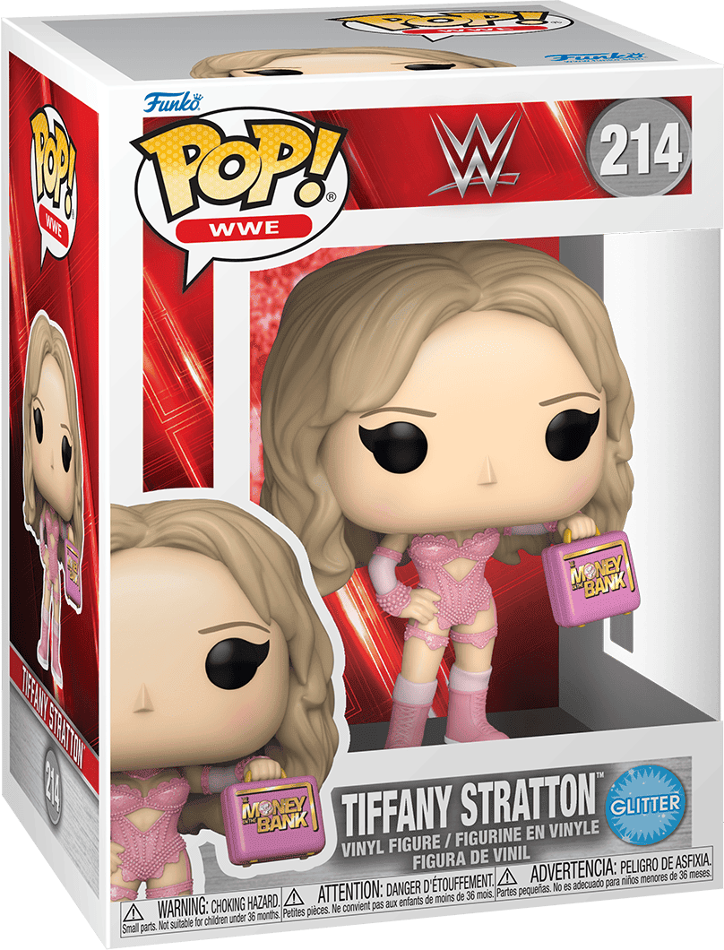 Funko Pop! WWE Tiffany Stratton Money in the Bank Glitter Vinyl Figure #214, Pink, 10 cm, Funko Collectible