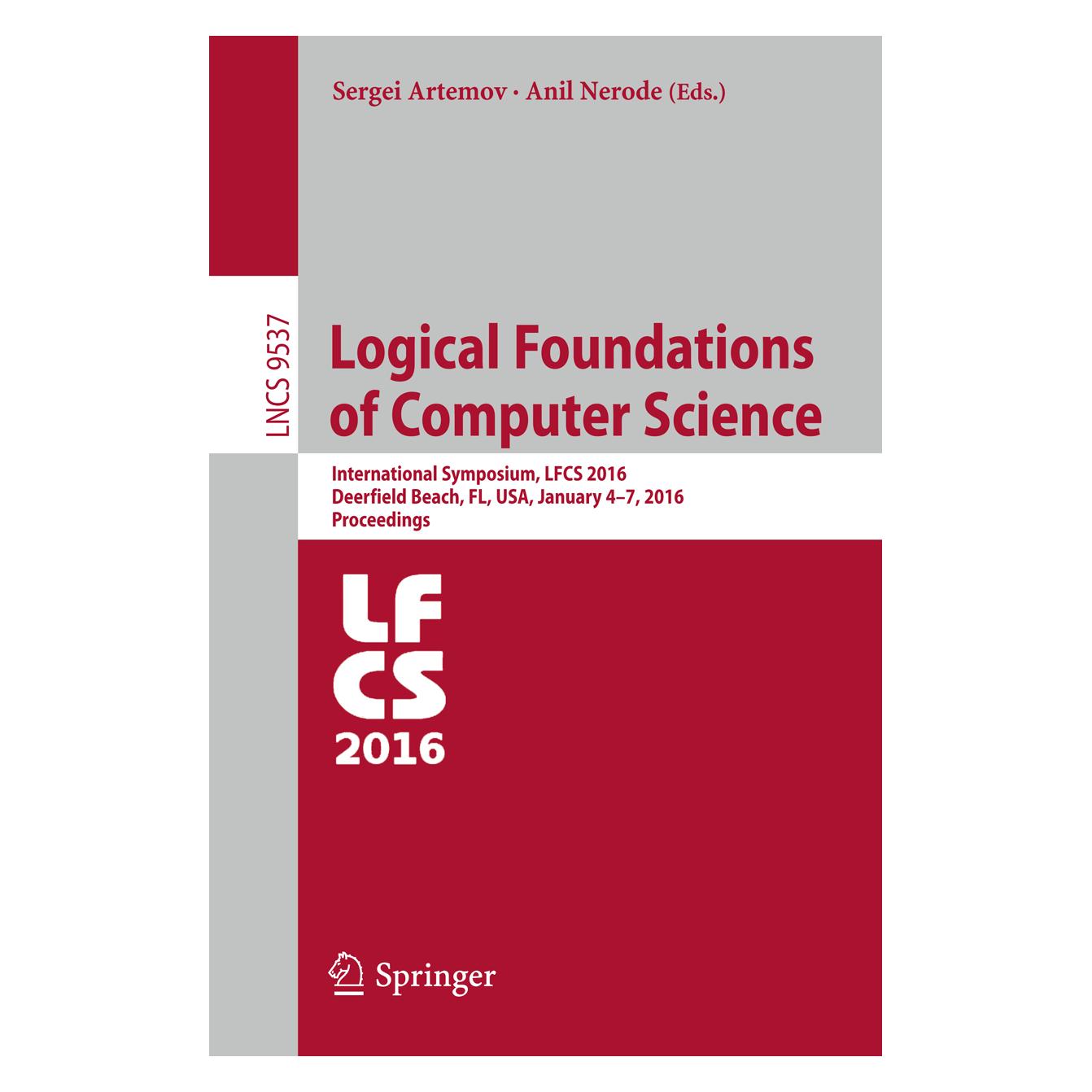 Springer Logical Foundations of Computer Science (Englisch, Softcover, Anil Nerode, Sergei Artemov) (55608459)
