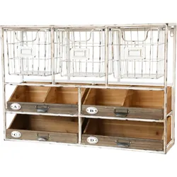 Chic Antique Wandregal mit Schubladen, 71,5 x 18 x 50,5 cm, antique creme