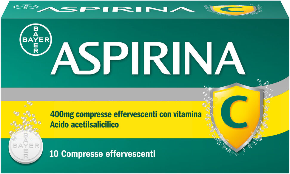 BAYER SpA Aspirina C per Raffreddore Febbre e Influenza con Vitamina C, 10 Compresse Effervescente