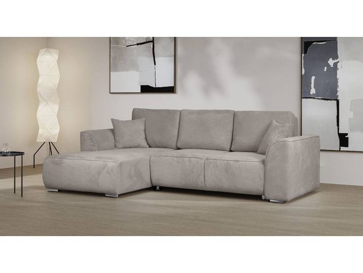 Ecksofa, 100% Polyester, Grau (Taupe) 265×170 cm, Mit Bettkasten, Modern, Inosign