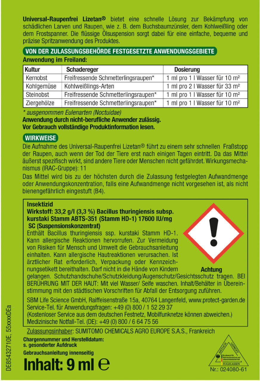 Protect Garden Lizetan Universal-Raupenfrei 9 ml