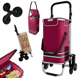 24MOVE® Einkaufstrolley ALEGRE 3in1 Trolley faltbarer Einkaufswagen mit Kühlfach, rot