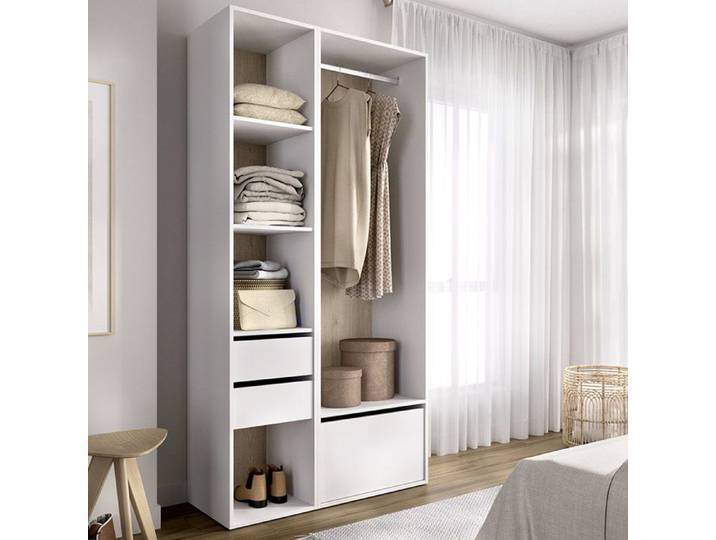 Armoire Grande Cornwell Dmora en Bois Nobilité Blanc 45x205h cm