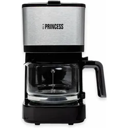 Princess Filter-Kaffeemaschine - 0.75 Liter Glaskanne, Filterkaffeemaschine, Schwarz, Silber