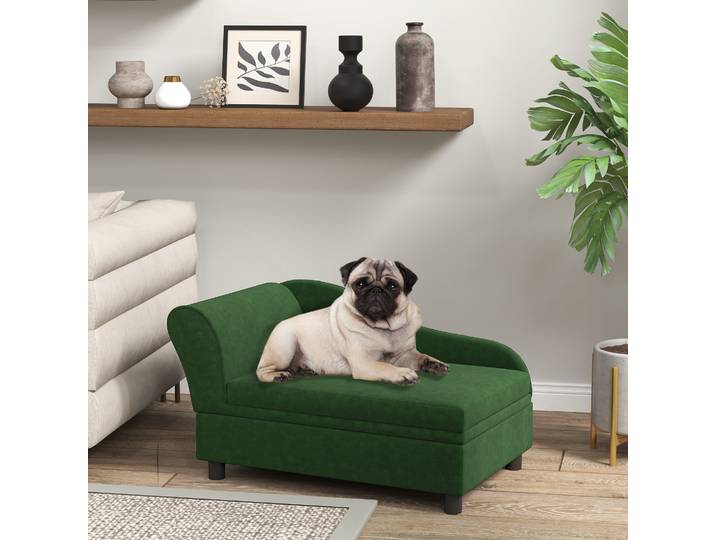 PawHut Canapé Chien Chat Moderne avec Coffre 76x45x43cm Vert
