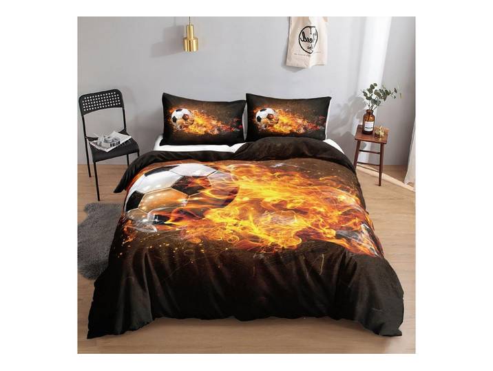 LuxusKollektion Kinderbettwäsche Bettwäsche-Set Fußball Flammen 155x220cm