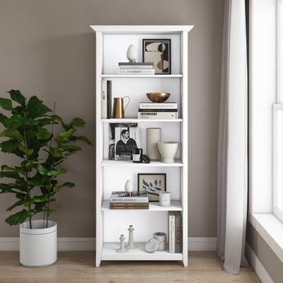 "WYNDENHALL Halifax 30"" Wide Solid Wood Transitional 5 Shelf Bookcase - 30""w x 14""d x 70"" h"