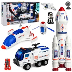 Großes Raumschiff, Raumstation, Raketenshuttle, Erkundungsfahrzeug, Astronauten