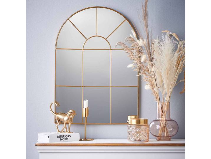Fensterspiegel 50 x 70cm Gold/Gold Eisen, lackiert / Glas 50 x 70cm