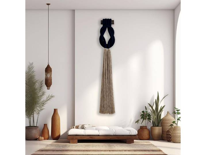 Tenture murale en macramé faite à la main avec motif de nœud, décor artistique en corde de coton Boho, décoration murale moderne pour la maison ou l'anniversaire
