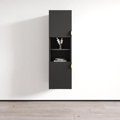 Meble Furniture Bali 05 Wall-Mounted Matte Bookcase 13.6W x 13.8D x 47.2H Inches European Modern Minimalist Design