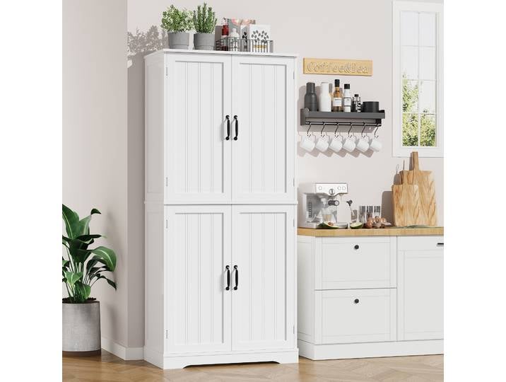 Meuble de cuisine, buffet de cuisine haut de 180 cm, buffet à 4 portes, meuble de salle à manger pour le salon, la cuisine, 180×80×40 cm.