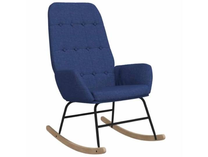 Blau Schaukelstuhl Gepolstert mit Armlehnen Dicke Polsterung, robuste Konstruktion, stabiles Schaukeln, Textilpolster, Schulterstütze, einzigartiges Design