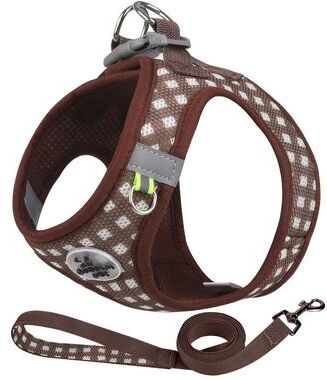 Uplifted Finds Checkered Breathable Pet Harness And Leash Set coffee xs