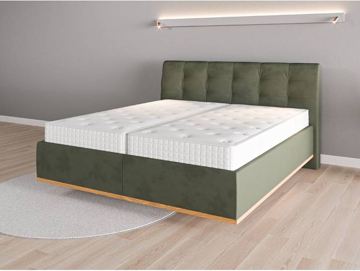 Lattenrost-Bett 180x200 Nr. 1 - Grün (Waldgrün) - Vintage Velours