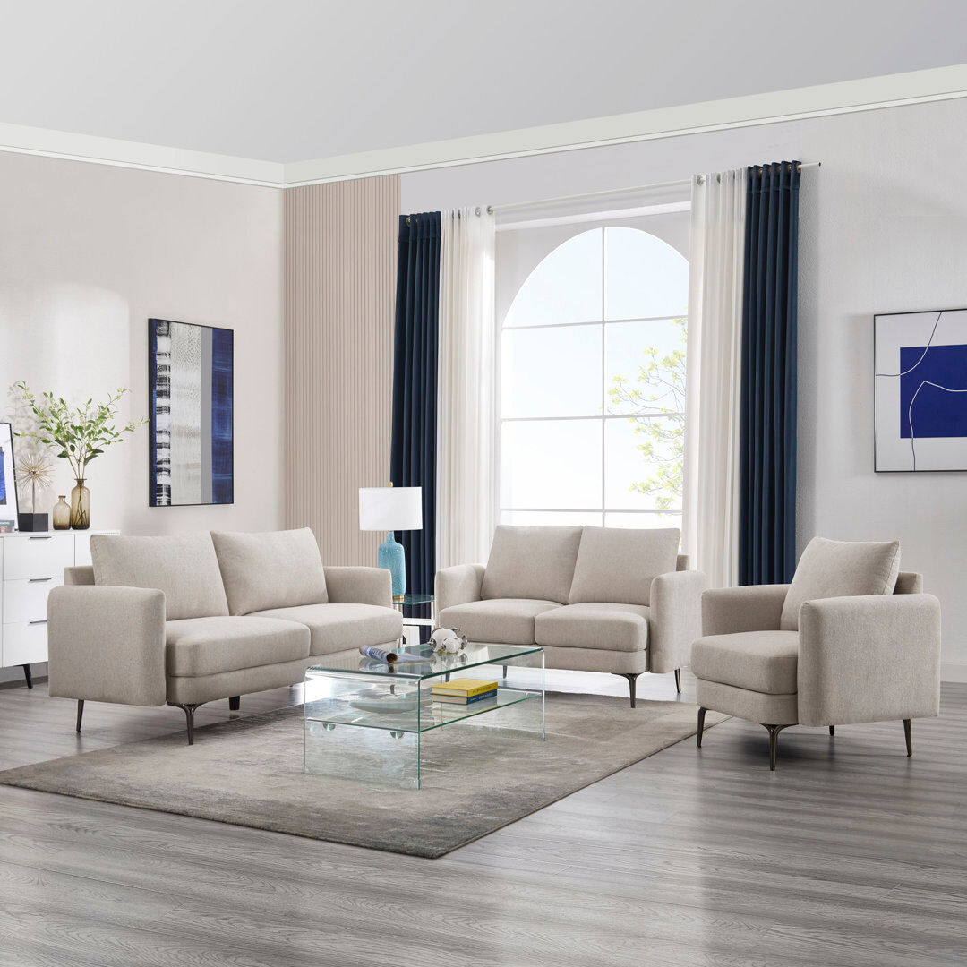 Ivy Bronx Sofia 1+2+3 Seater Fabric Living Room Sets Set Beige 1