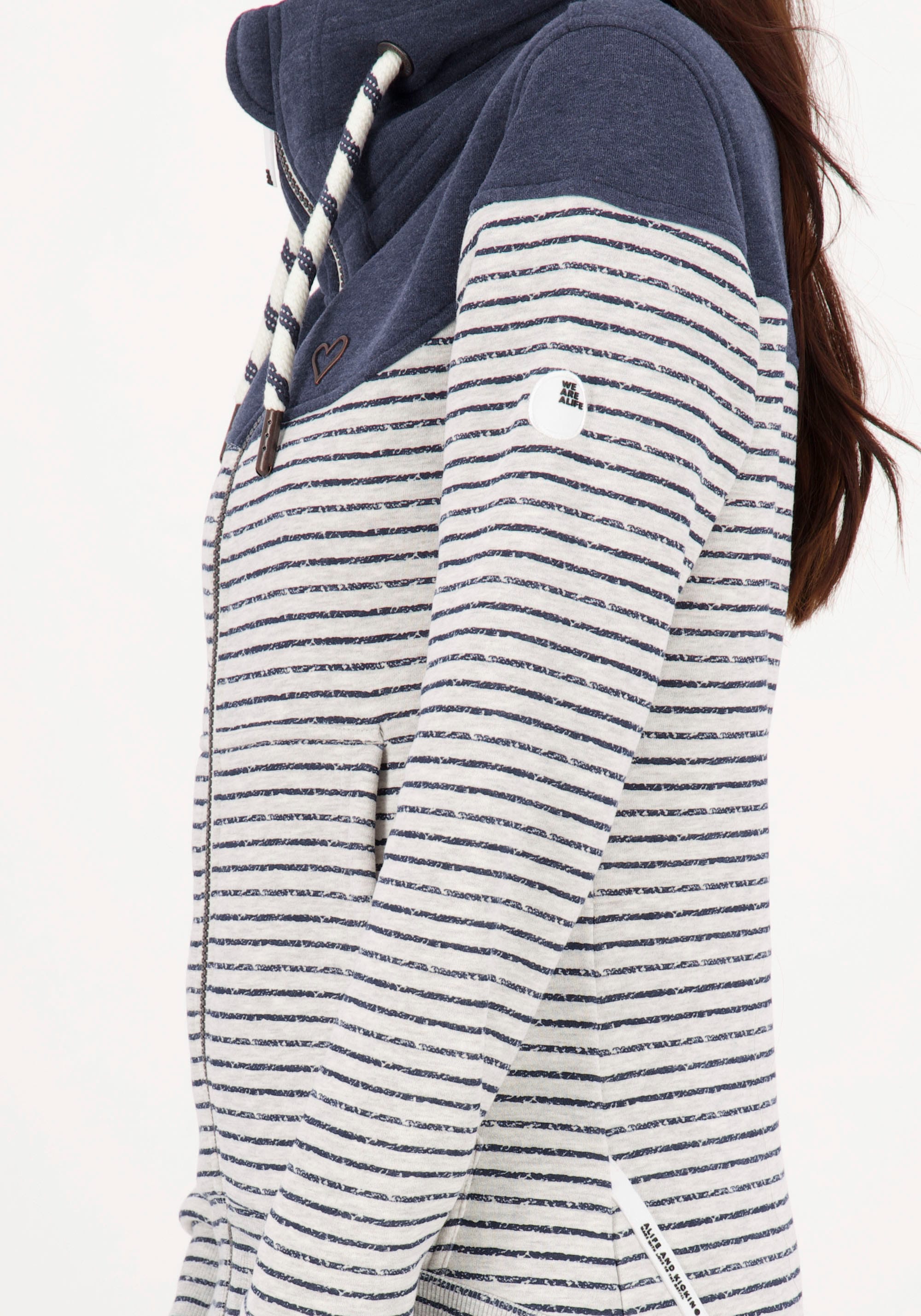Sweatjacke ALIFE & KICKIN "ValinaAK B", Damen, Gr. XL (44), grau (cloudy melange), Sweatware, Obermaterial: 50% Baumwolle, 50% Polyester, figurbetont normal, ohne Ausschnitt, Rippbündchen, Sweatjacken Sweatjacke, mit hohem regulierbaren Stehkragen in toll