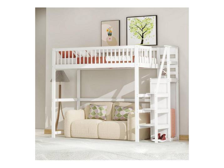 LuxusKollektion Hochbett Hochbett 90x200 mit Treppe