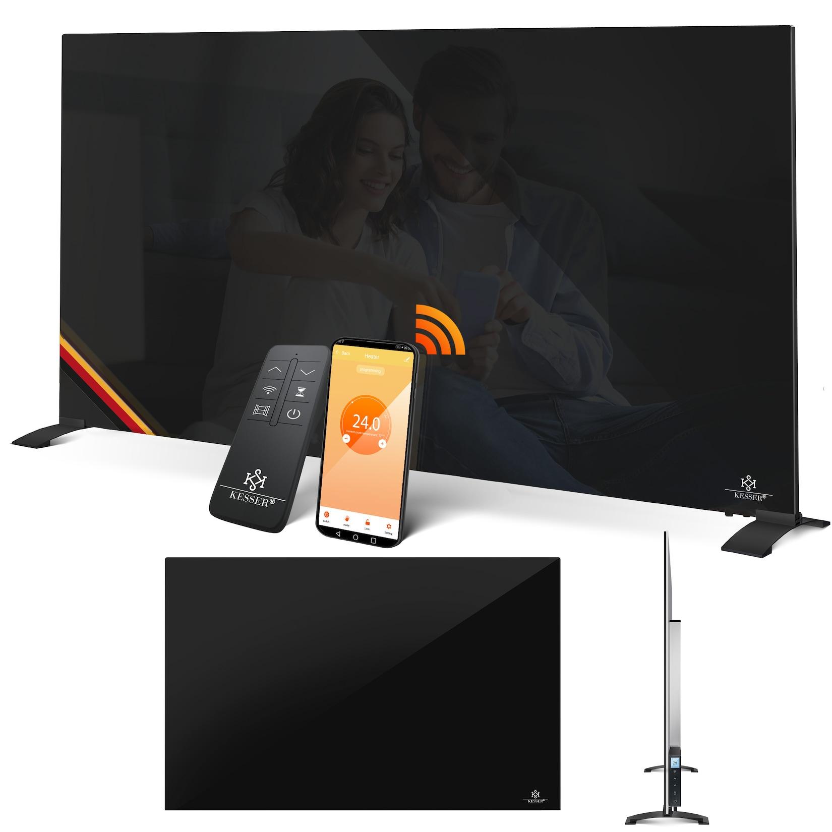 KESSER® Infrarotheizung Glaskonvektor Glasheizung Effizient 2in1 Standgerät & Wandmontage Elektroheizung mit Erkennung Offener Fenster + Fernbedienung & App-Steuerung Thermostat Heizpaneel
