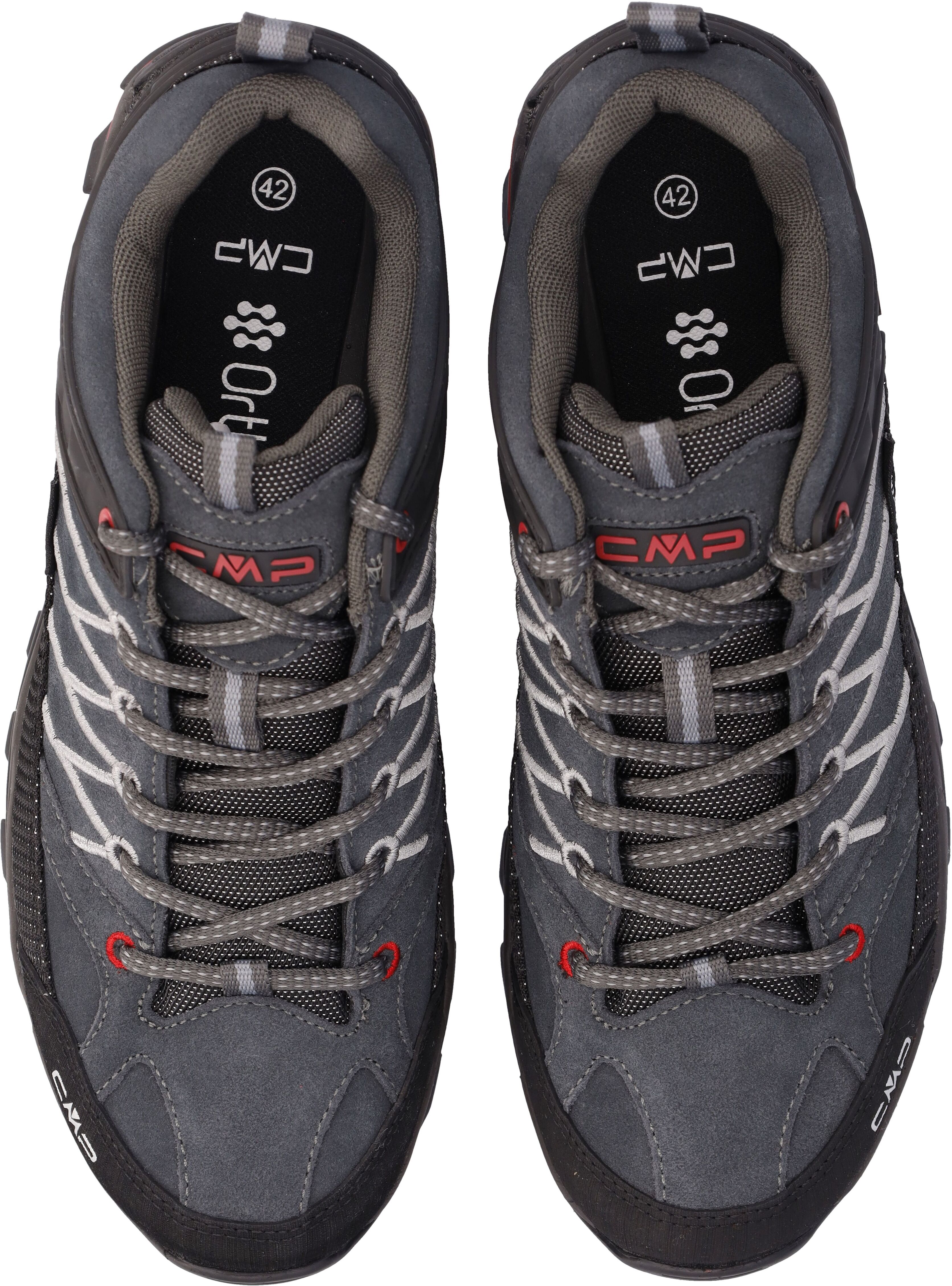 Wanderschuh CMP "RIGEL LOW WP TREKKING SHOES", Herren, Gr. 46, Synthetik, grau (titanio, ferrari), Leder, Schuhe Wanderschuh, wasserdicht titanio, ferrari 46, Synthetik