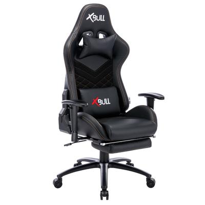 ZIK Bürostuhl Ergonomischer Gaming-Stuhl mit Fuß- und Armstütze, Lendenwirbelstütze, verstellbares Kunstleder - Schwarz