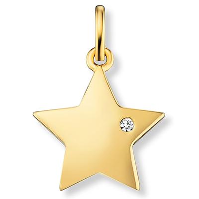 Kettenanhänger ONE ELEMENT "0.01 ct Diamant Brillant Stern Anhänger", gold, Schmuckanhänger, Damen, 0,01, Diamanten Gelbgold 585 Gold, Diamanten, Gelbgold 585, Gold, Kettenanhänger, Klassische Eleganz – veredelt mit funkelndem Diamantbesatz
