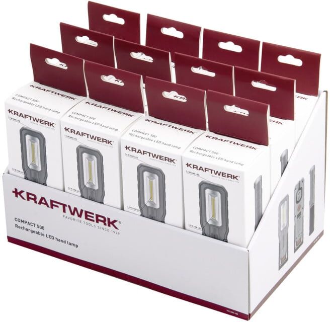Kraftwerk Lampe à main LED COMPACT 500, rechargeable Display 12 pièces (701.000.100)