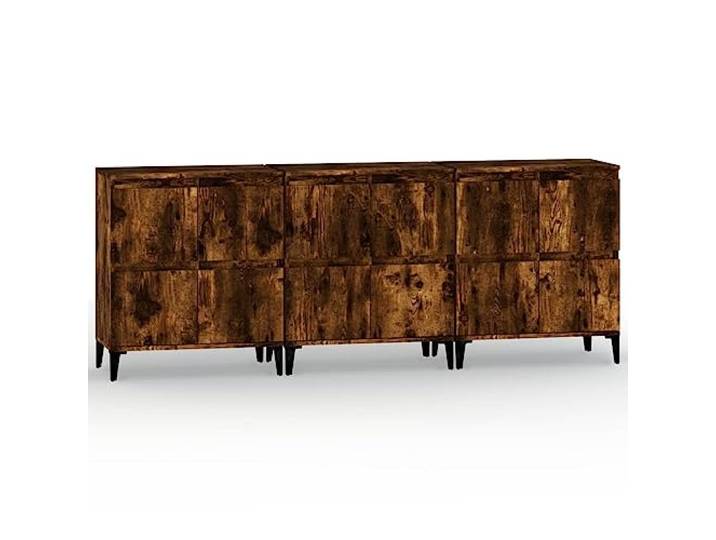 KGFHERENB 3er Set Sideboard Räuchereiche 60x35x70 cm Holzwerkstoff Kompakte Anrichten mit 4 Fächern für Wohnzimmer und Flur, stabile Aufbewahrung dank robuster Konstruktion aus Holzwerkstoff.