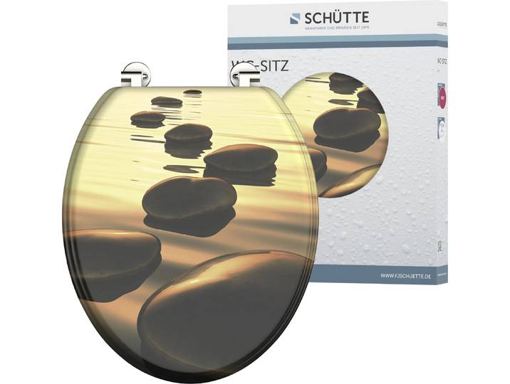 WC-Sitz SCHÜTTE Sea Stone , braun, B:370cm L:435cm, MDF - Mitteldichte Holzfaserplatte, WC-Sitze, WC-Sitz, MDF-Holzkern