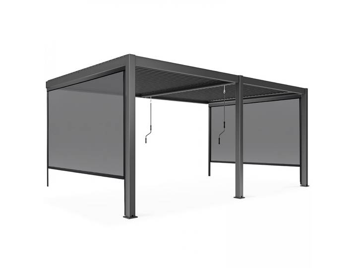 Oviala - Pergola bioclimatique 3x6m adossée en aluminium avec 2 ou 4 stores