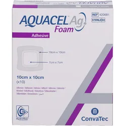 Aquacel Ag Foam Adhäsiv 10x10 cm Schaumverband 10 ST