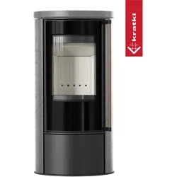 Ofen KRATKI ERIK Ø150 5,5kW GREY SATIN Deckel Schließung Griff Jatoba