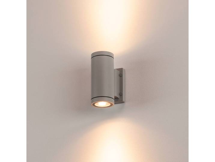 SLV Aussenwandleuchte Myra, dimmbar, alu / grau / zink, Aluminium, Modern, Wandleuchte außen