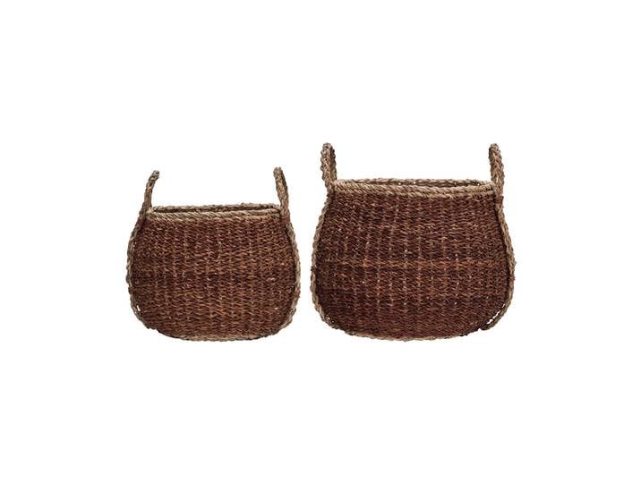 Lot de 2 paniers de rangement en jonc de mer brun Rangi