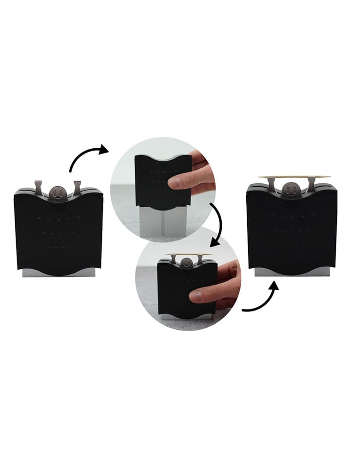 Winkee Zahnstocherspender ''Mister Help'' in Schwarz - (B)8,9 x (H)3,6 x (T)7,8 cm - onesize