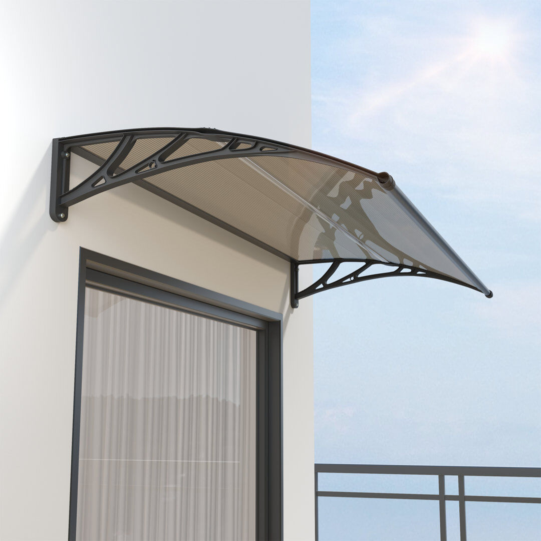 GUANSU-CN Polycarbonate Cover Retractable Door / Window Awning Brown/Black 100x120 cm