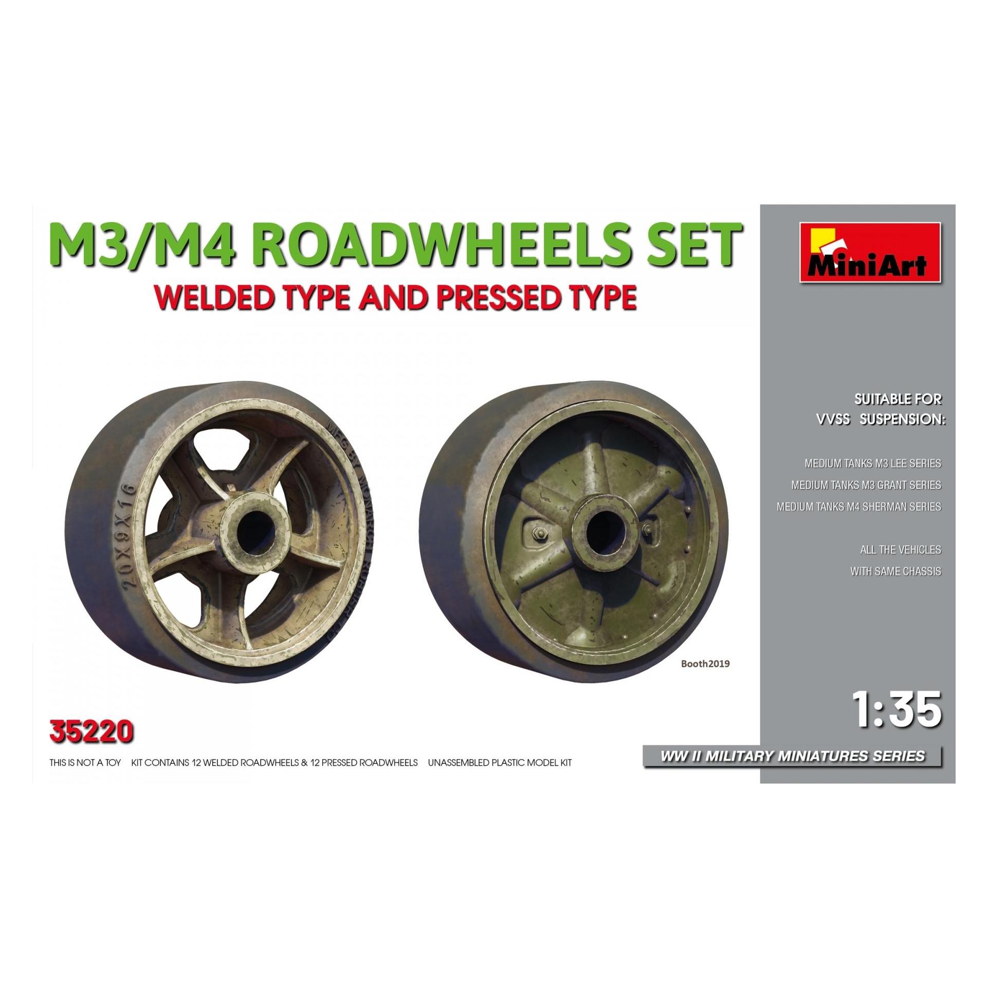 Mini art M3/M4 Roadwheels Set. Welded Type And Pressed Type (35220)