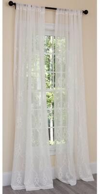 Manor Luxe Mohini Embroidered Sheer Rod Pocket Single Curtain Panel