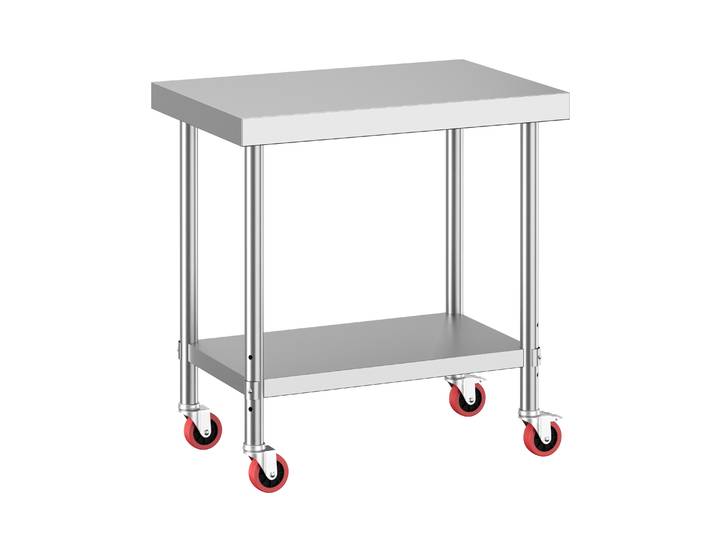 Arbeitstisch Edelstahl mit Rollen 90 x 60 cm silber