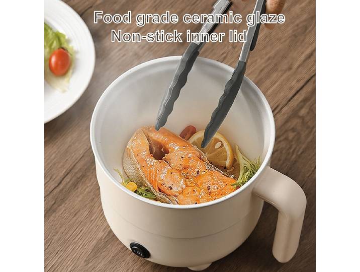 Marmite Électrique 220V, Pot à Nouilles pour Dortoir, Hot Pot, Poêle Antiadhésive, Cuiseur à Riz Multifonction 2L avec Arrêt Automatique