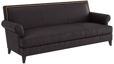 Juliana Leather Sofa - Espresso Leather, Espresso Flannel - Ballard Designs